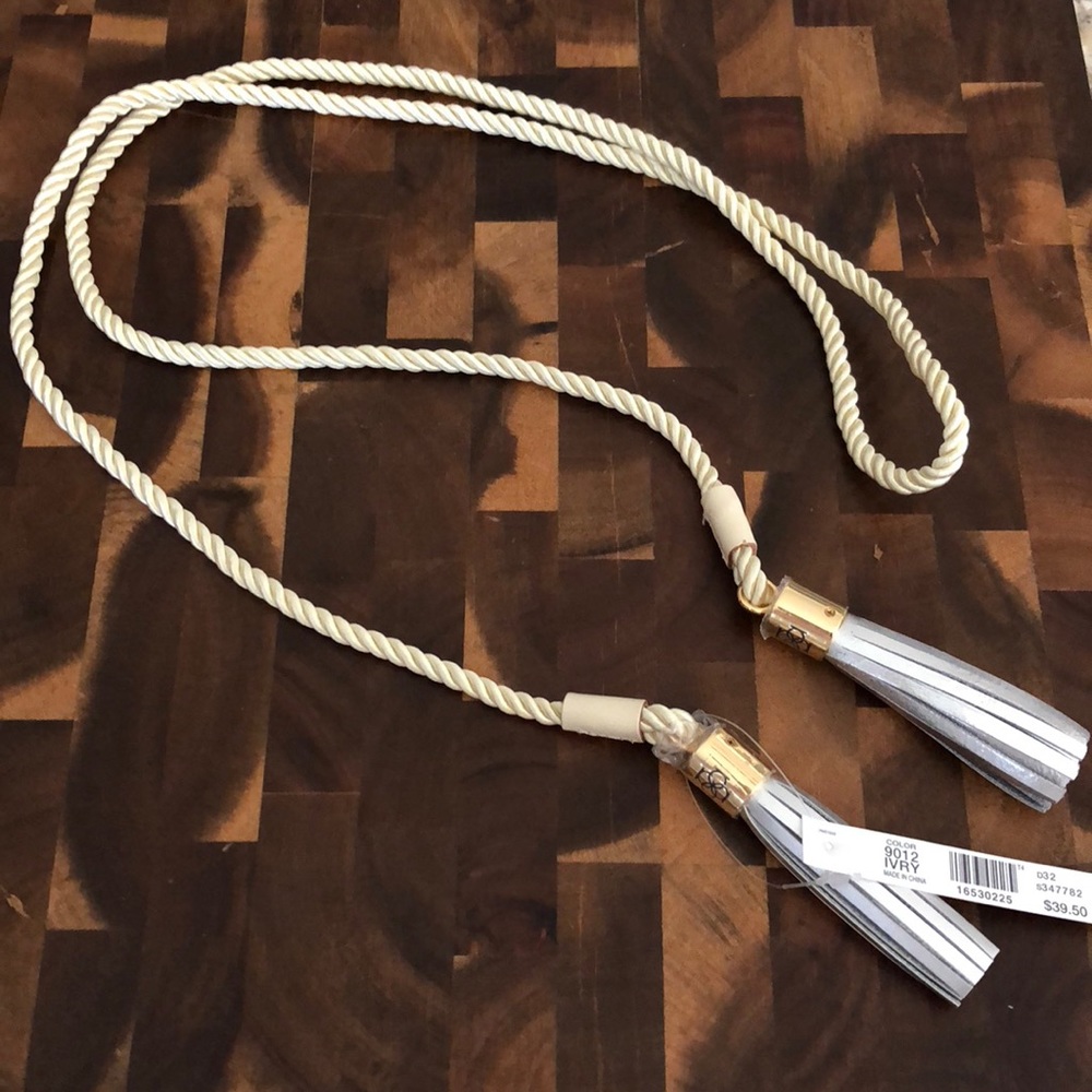 Ann Taylor Cord Belt w/ Leather Silver Tassels